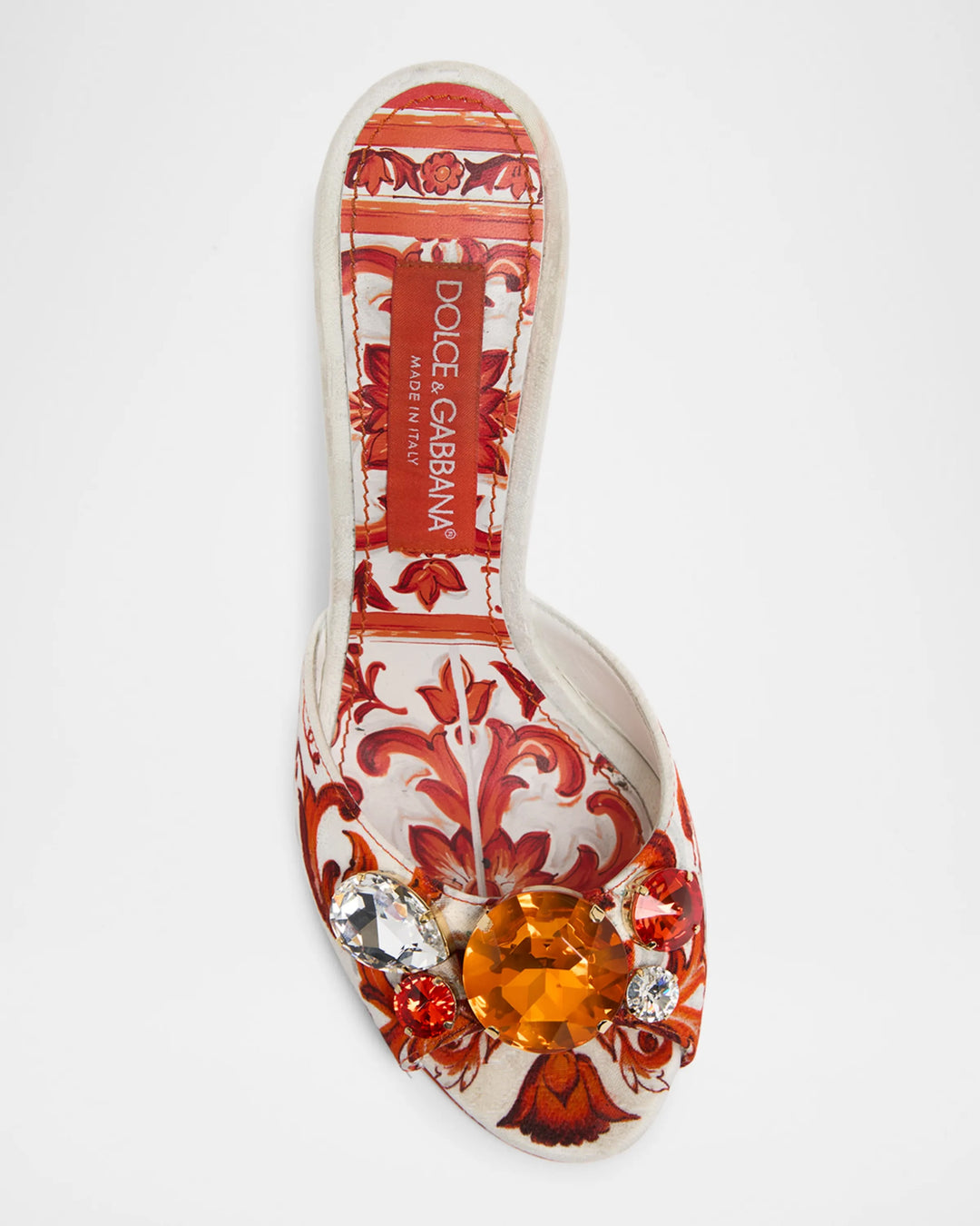 DOLCE &amp; GABBANA MAIOLICA 85MM CRYSTAL-EMBELLISHED PEEP-TOE MULES