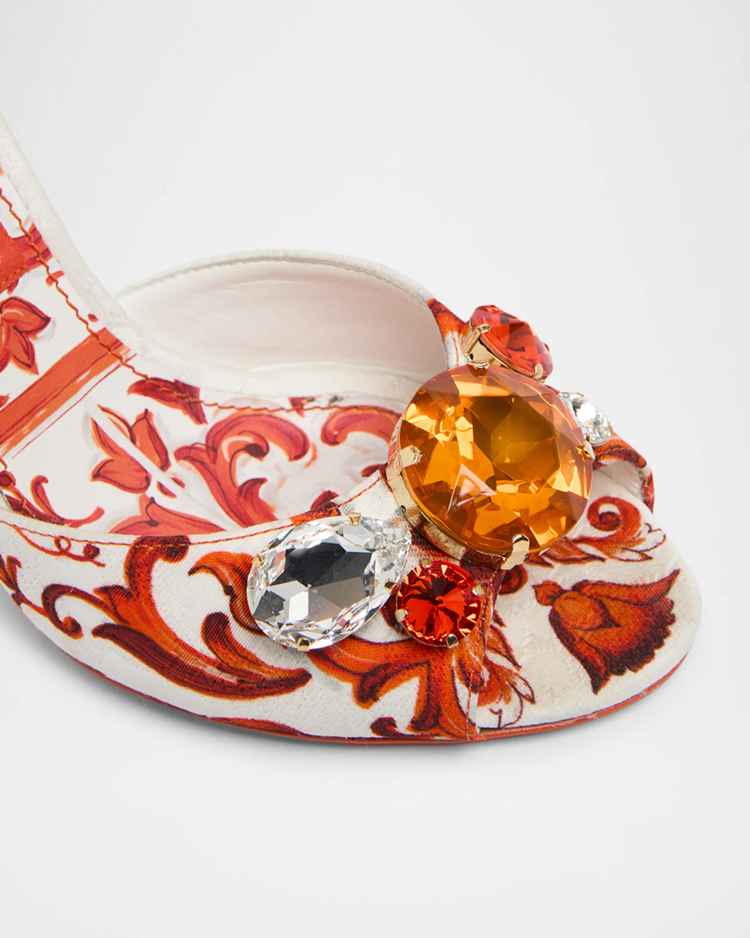DOLCE &amp; GABBANA MAIOLICA 85MM CRYSTAL-EMBELLISHED PEEP-TOE MULES