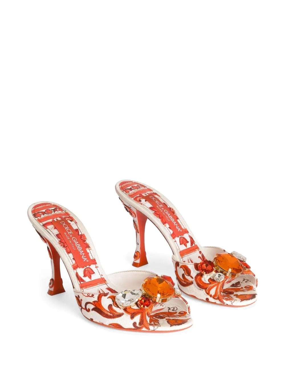 DOLCE &amp; GABBANA MAIOLICA 85MM CRYSTAL-EMBELLISHED PEEP-TOE MULES
