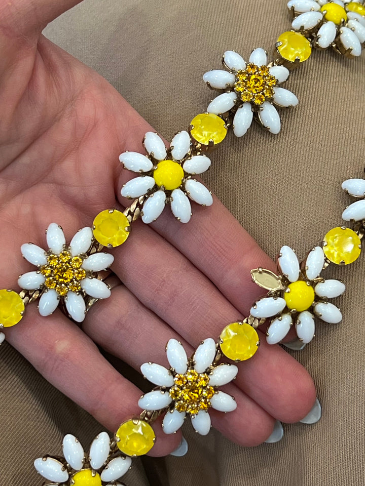 DOLCE &amp; GABBANA DAISY CRYSTAL CHAIN LEATHER BELT