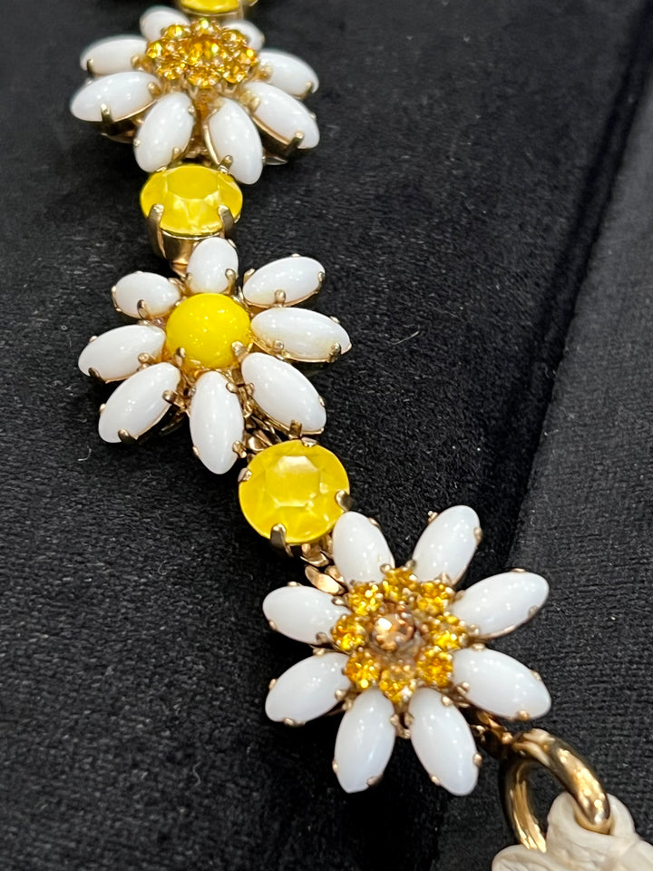 DOLCE &amp; GABBANA DAISY CRYSTAL CHAIN LEATHER BELT