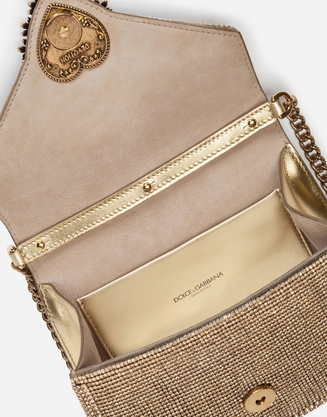 DOLCE &amp; GABBANA DEVOTION RHINESTONE CHAIN BAG