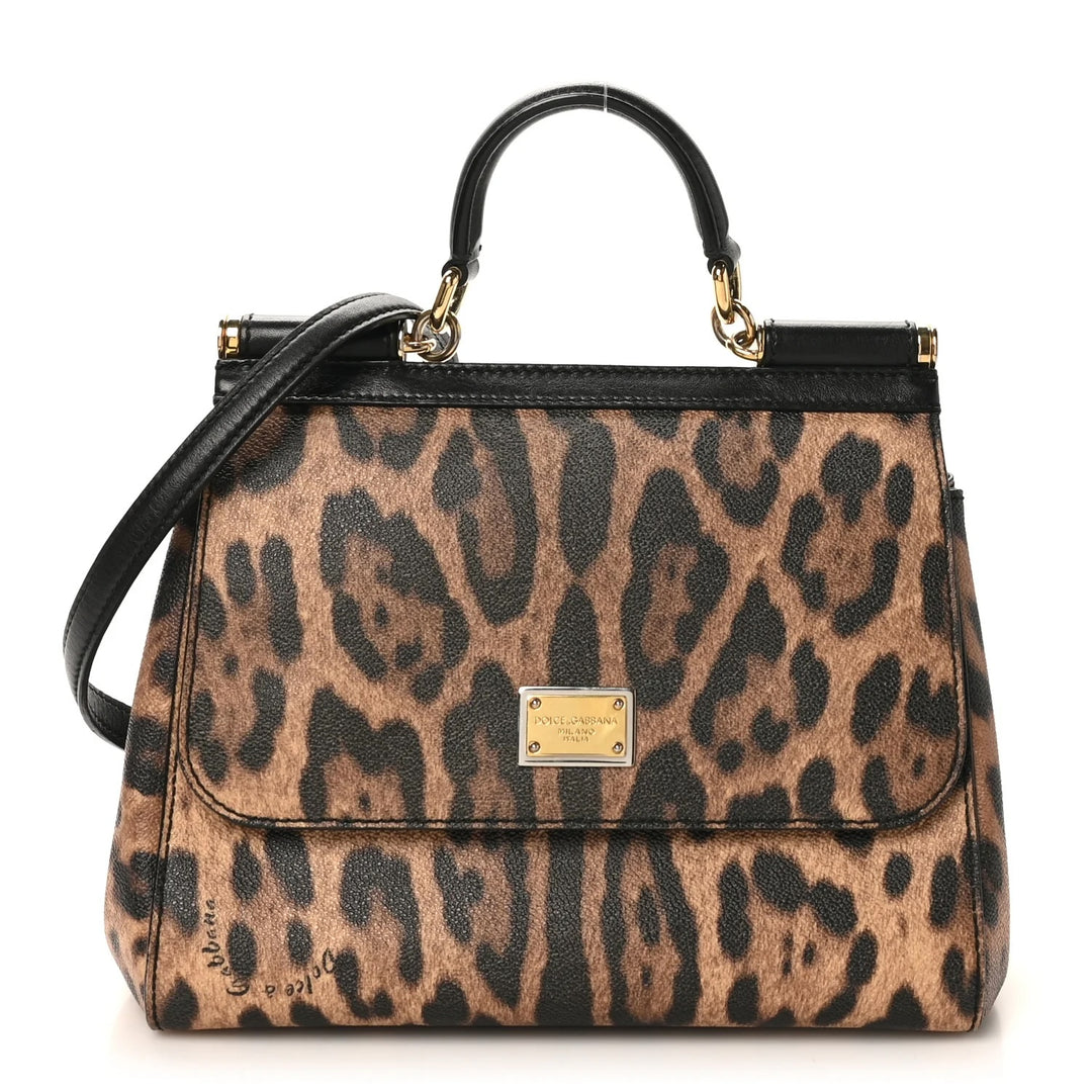 D &amp; G LEOPARD PRINT TWO WAY LARGE MISS SCILIY BAG