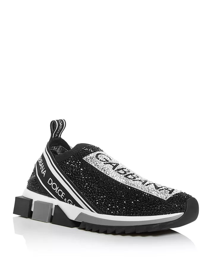 DOLCE &amp; GABBANA SORRENTO CRYSTAL SLIP ON SNEAKERS