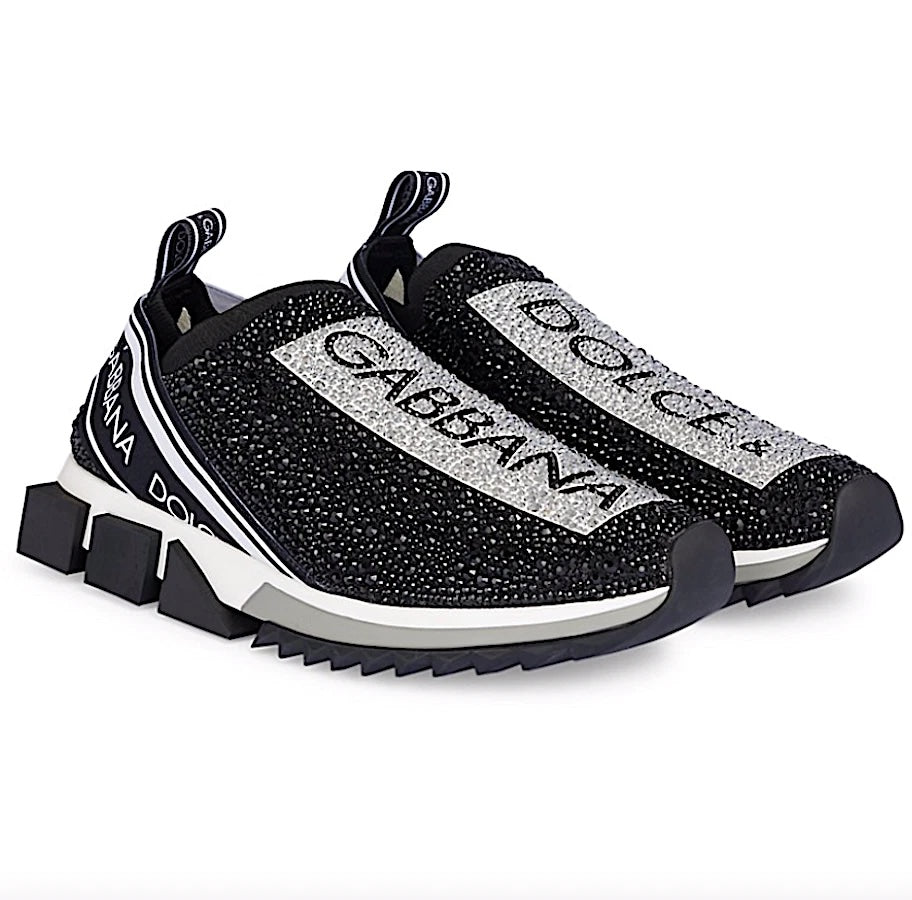 DOLCE &amp; GABBANA SORRENTO CRYSTAL SLIP ON SNEAKERS