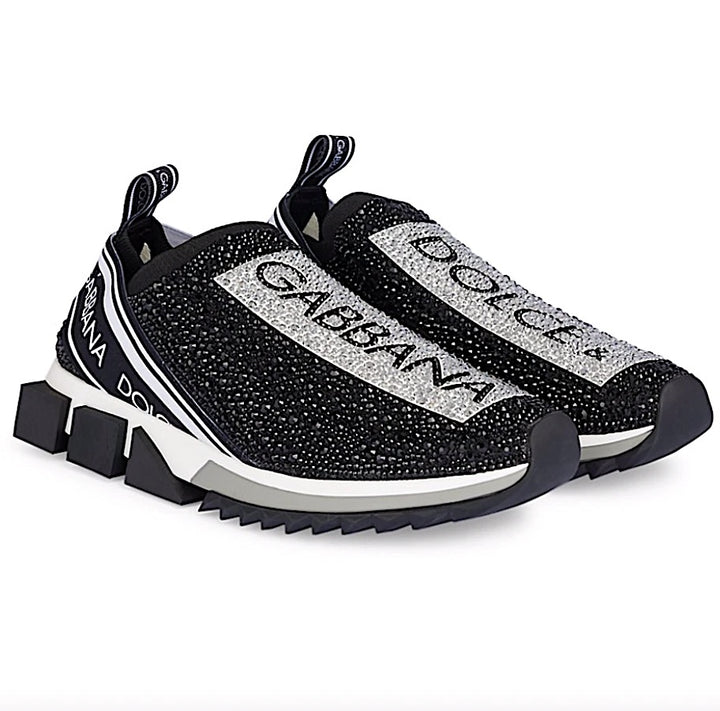 DOLCE &amp; GABBANA SORRENTO CRYSTAL SLIP ON SNEAKERS