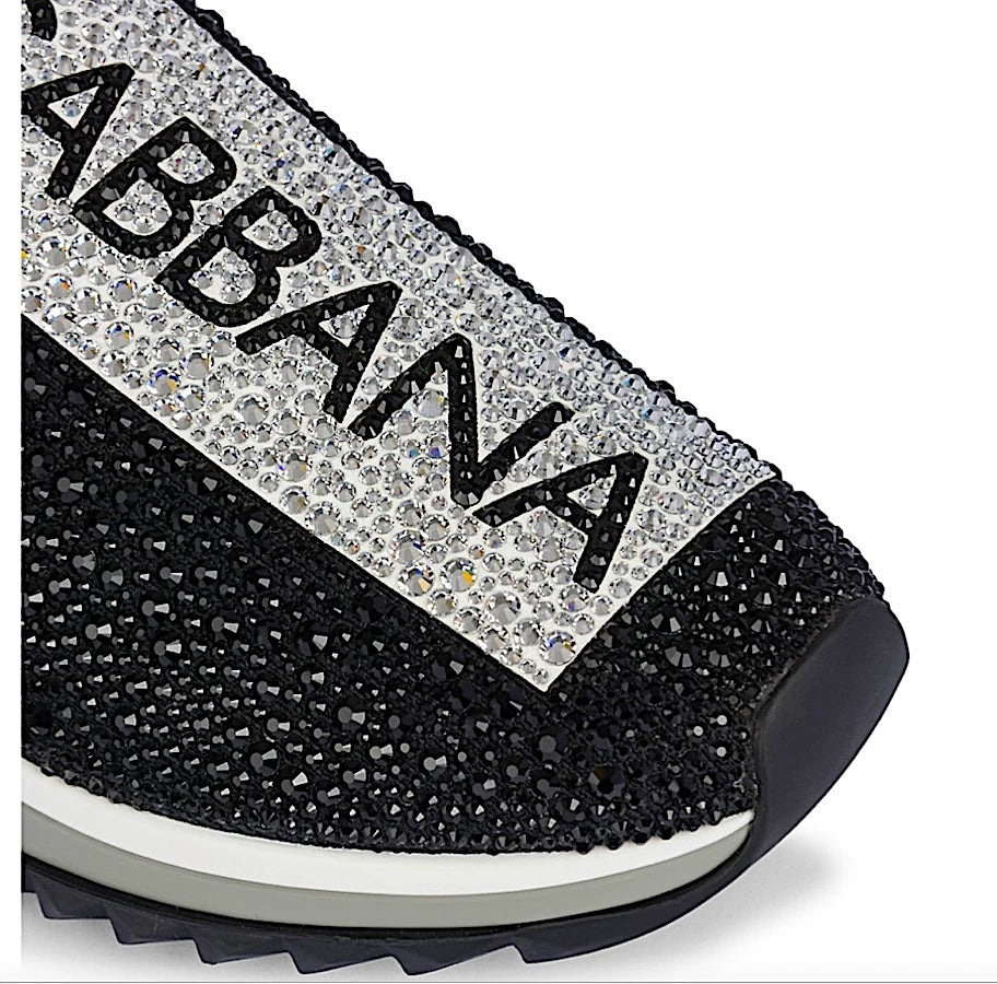 DOLCE &amp; GABBANA SORRENTO CRYSTAL SLIP ON SNEAKERS