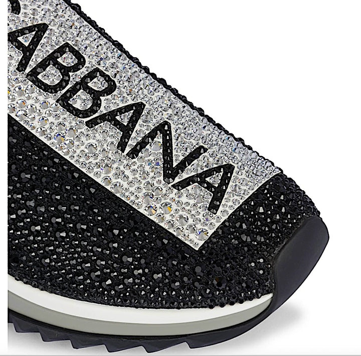 DOLCE &amp; GABBANA SORRENTO CRYSTAL SLIP ON SNEAKERS