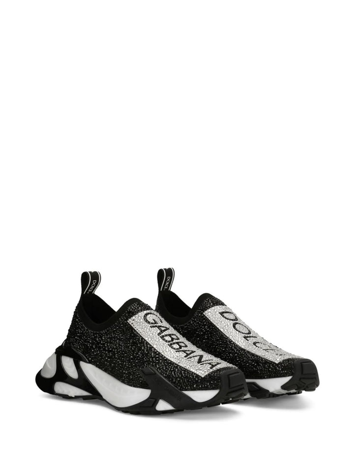 DOLCE &amp; GABBANA SORRENTO CRYSTAL SLIP ON SNEAKERS