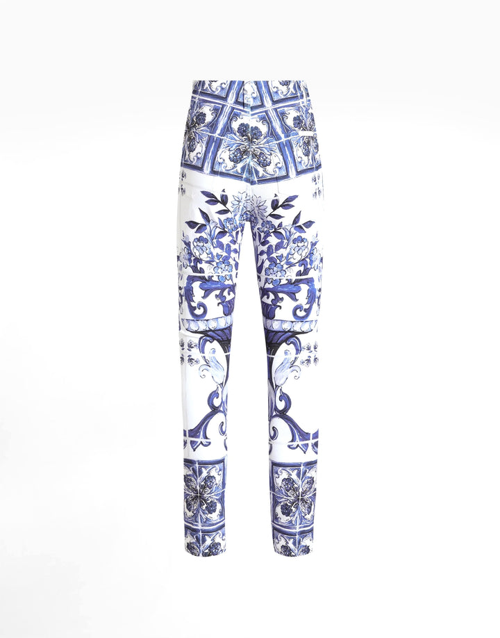 DOLCE &amp; GABBANA MAJOLICA-PRINT HIGH-WAIST SKINNY JEANS