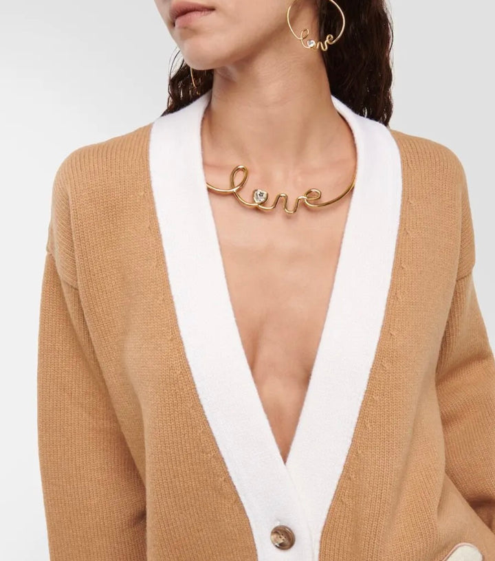 DOLCE &amp; GABBANA OVERSIZED LOGO APPLIQUÉ VIRGIN WOOL CARDIGAN