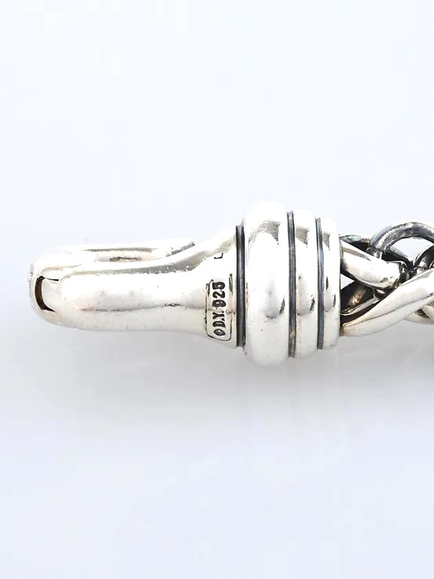 D.Y STERLING SILVER WHEAT CHAIN DIAMOND BUCKLE BRACELET