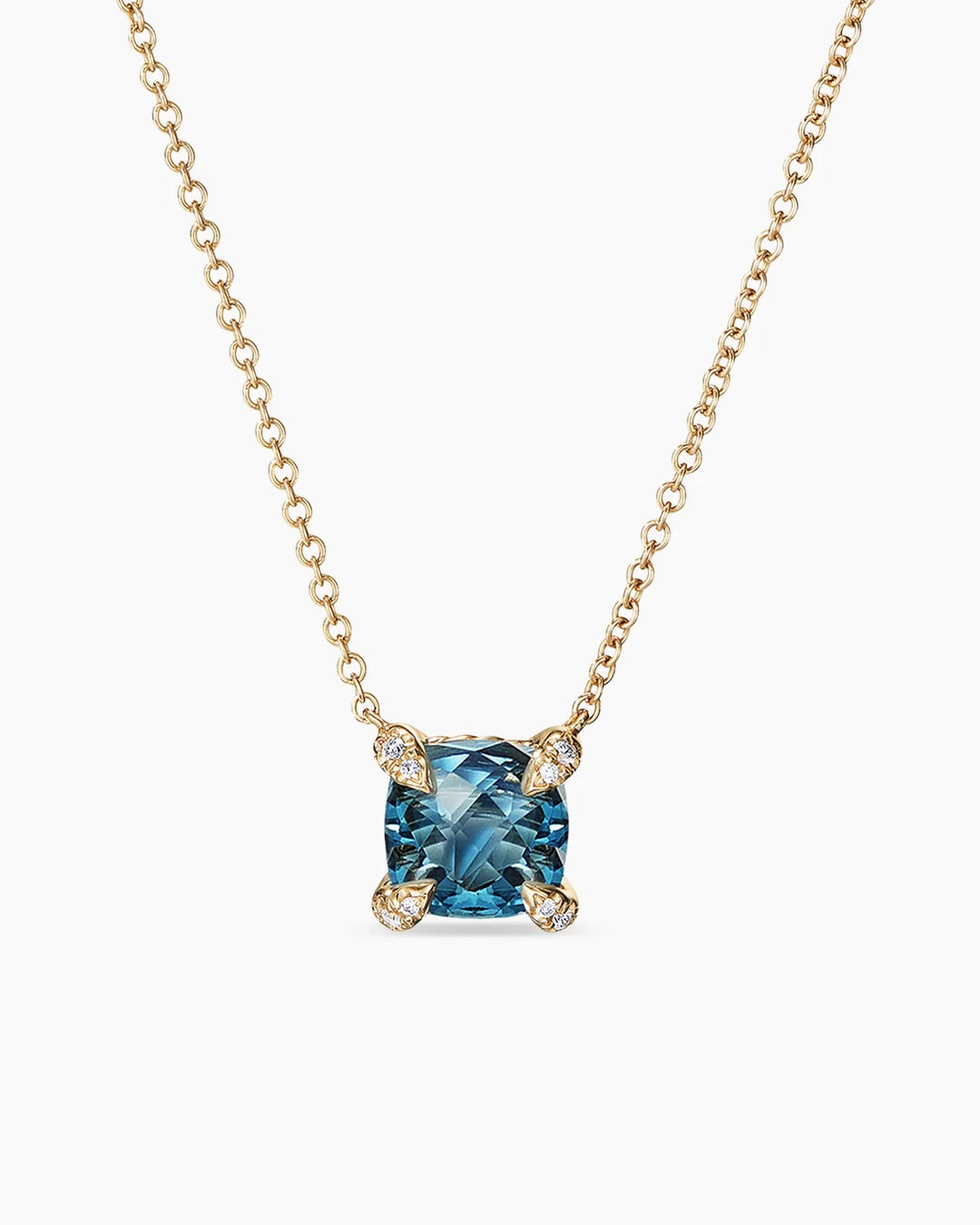 DAVID YURMAN 18K GOLD PETITE CHATELAINE® TOPAZ DIAMONDS PENDANT NECKLACE