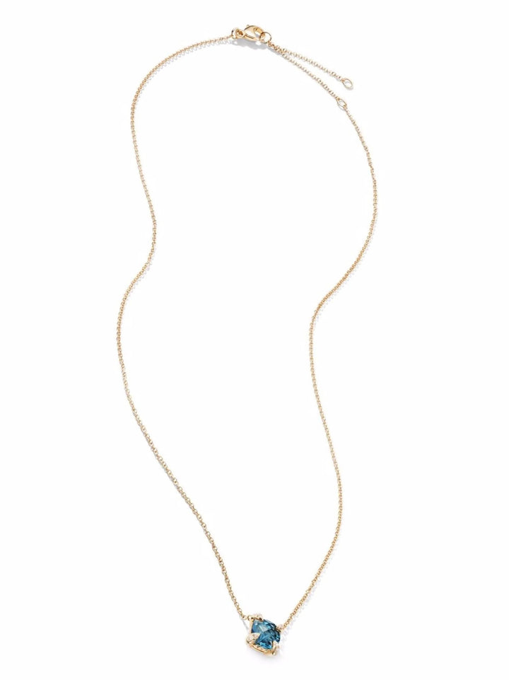 DAVID YURMAN 18K GOLD PETITE CHATELAINE® TOPAZ DIAMONDS PENDANT NECKLACE