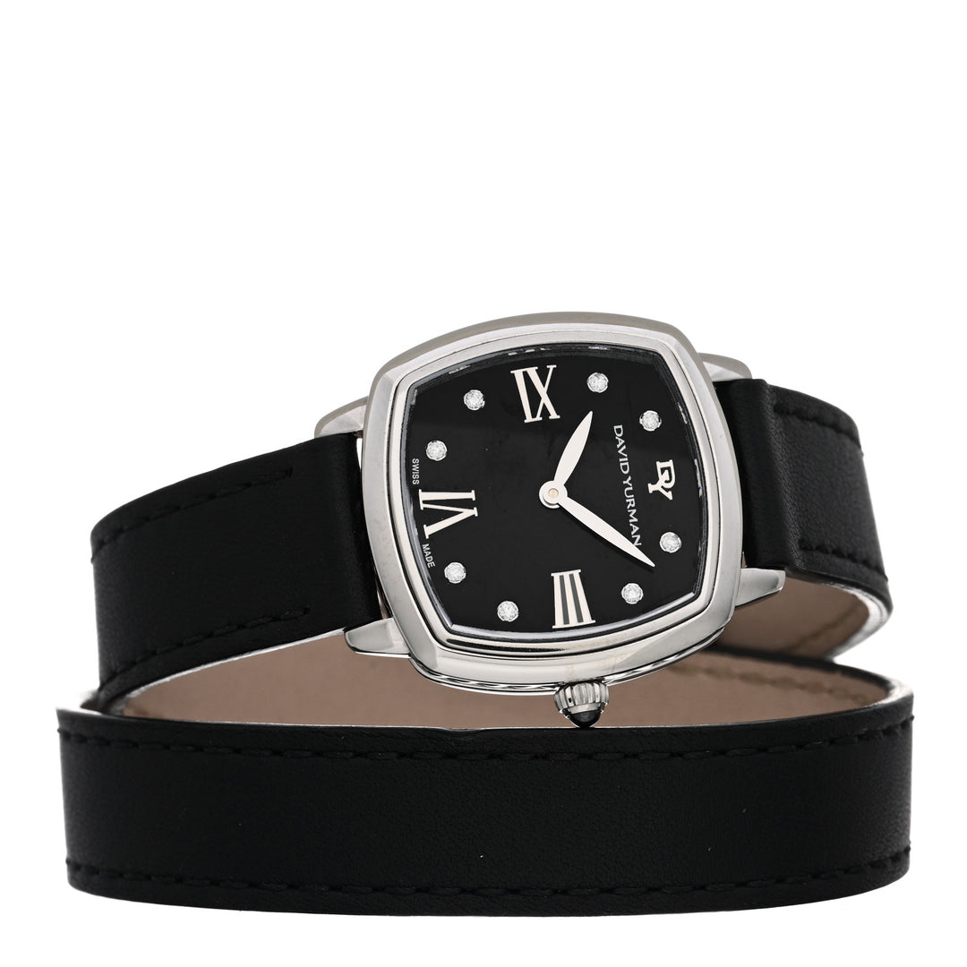 DAVID YURMAN ALBION LEATHER SWISS QUARTZ 27MM DIAMOND WATCH