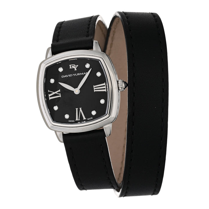 DAVID YURMAN ALBION LEATHER SWISS QUARTZ 27MM DIAMOND WATCH