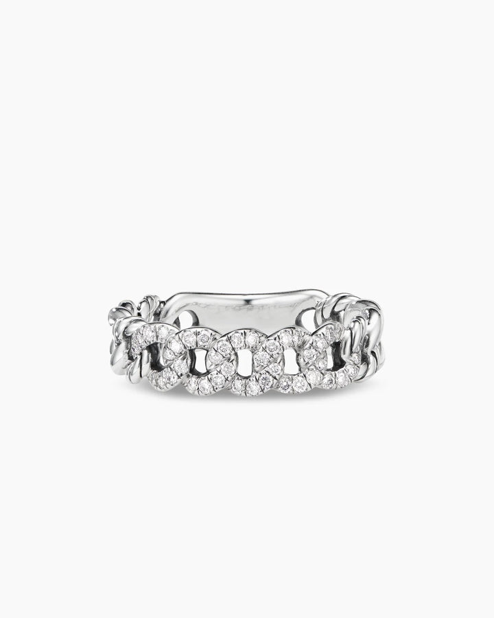 DAVID YURMAN BELMONT® CURB LINK STERLING SILVER &amp; DIAMONDS BAND RING