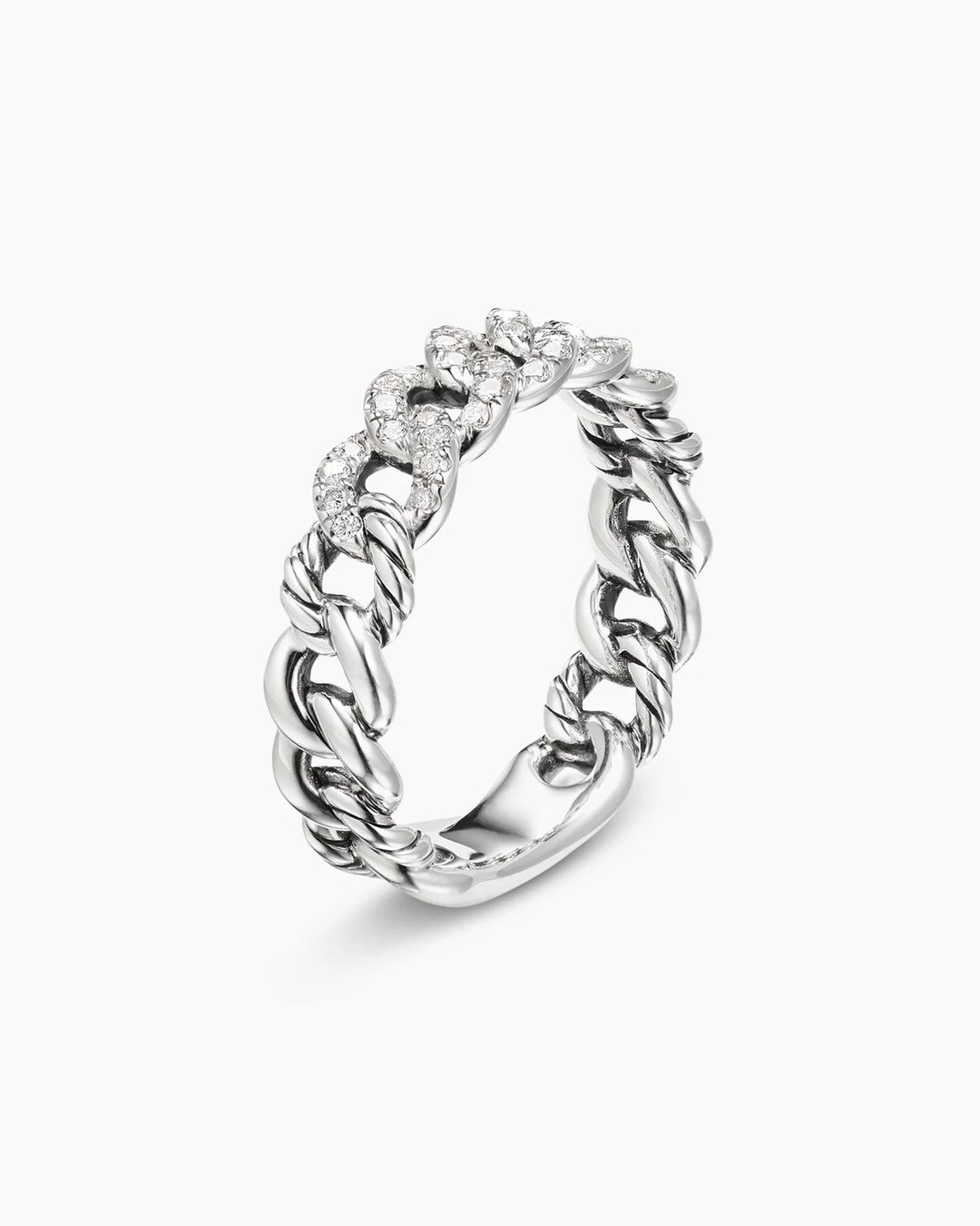 DAVID YURMAN BELMONT® CURB LINK STERLING SILVER &amp; DIAMONDS BAND RING