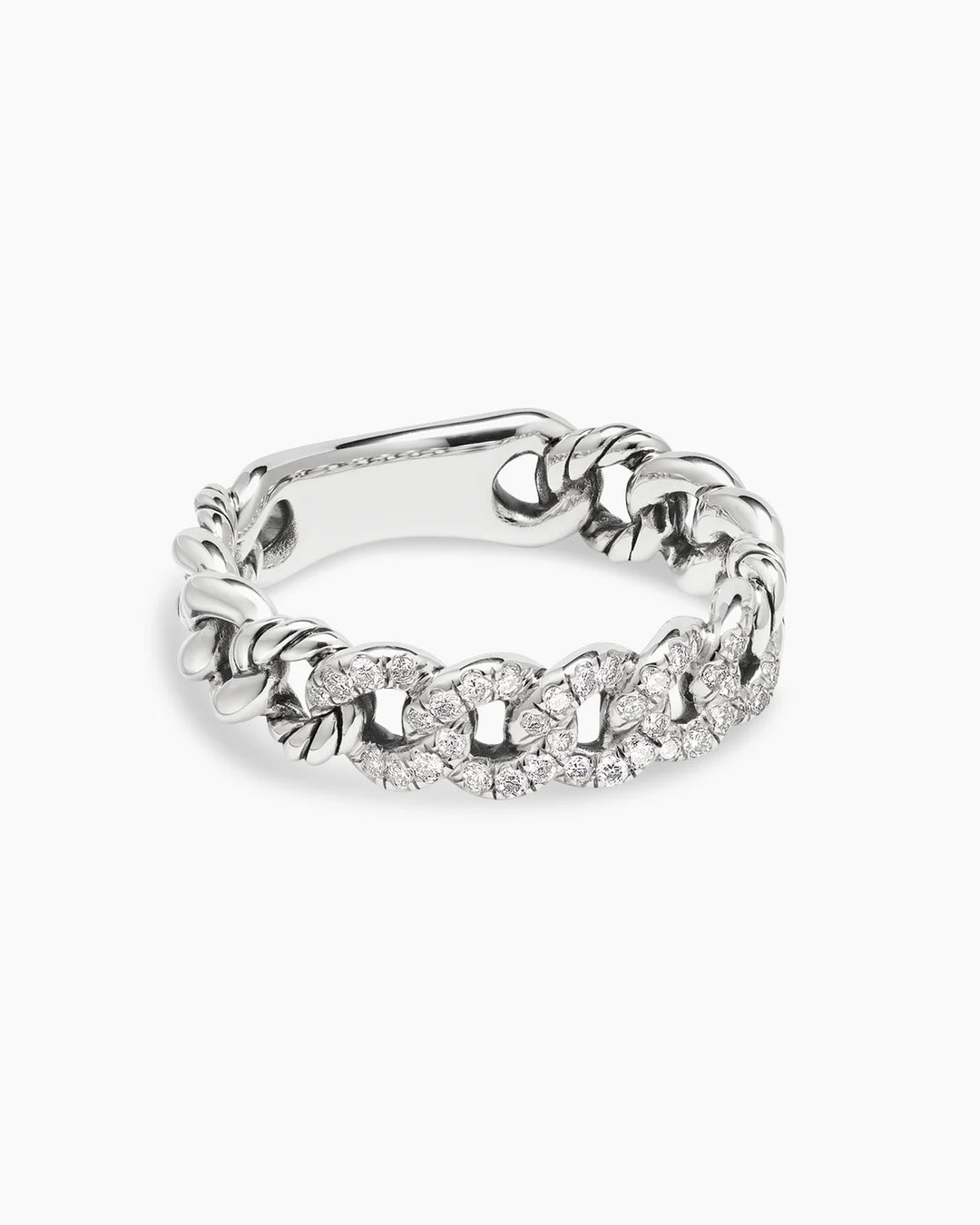 DAVID YURMAN BELMONT® CURB LINK STERLING SILVER &amp; DIAMONDS BAND RING