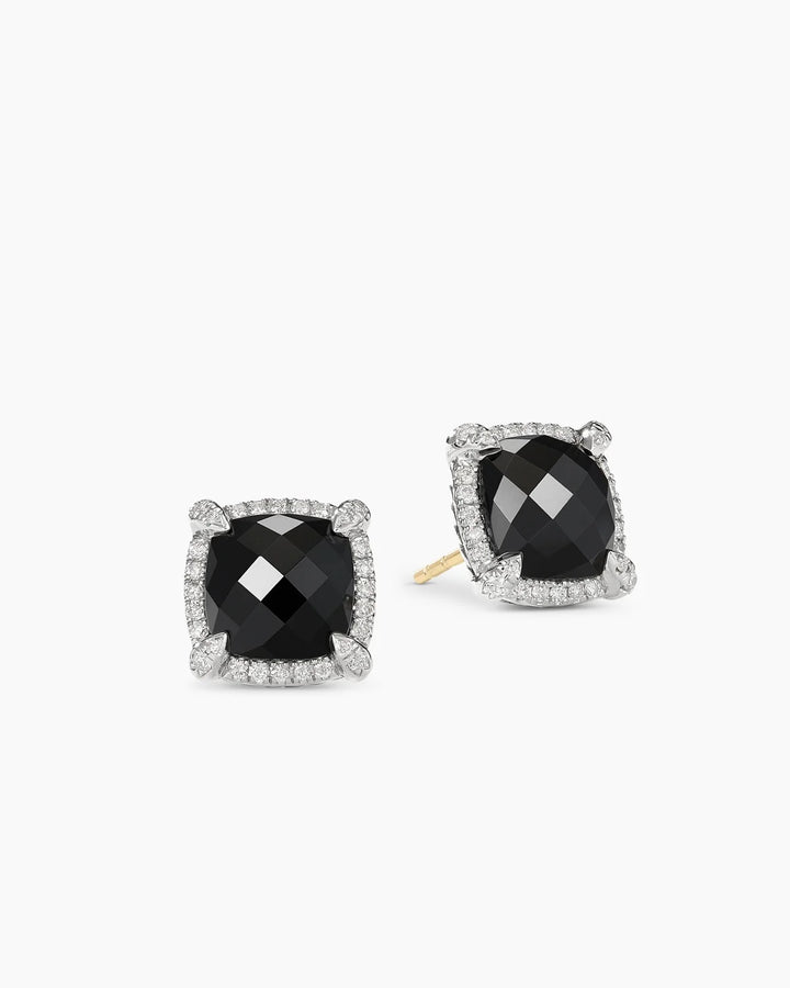 DAVID YURMAN CHATELAINE®  BLACK ONYX DIAMONDS PAVE BEZEL STUD EARRINGS
