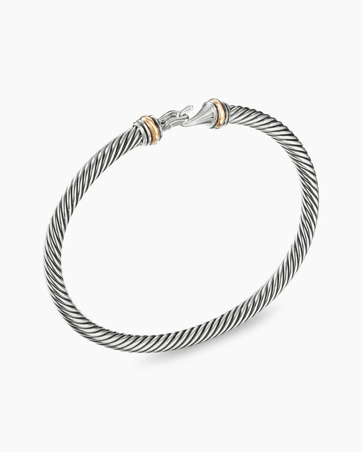 DAVID YURMAN STERLING SILVER 18K GOLD BUCKLE CLASSIC CABLE BRACELET