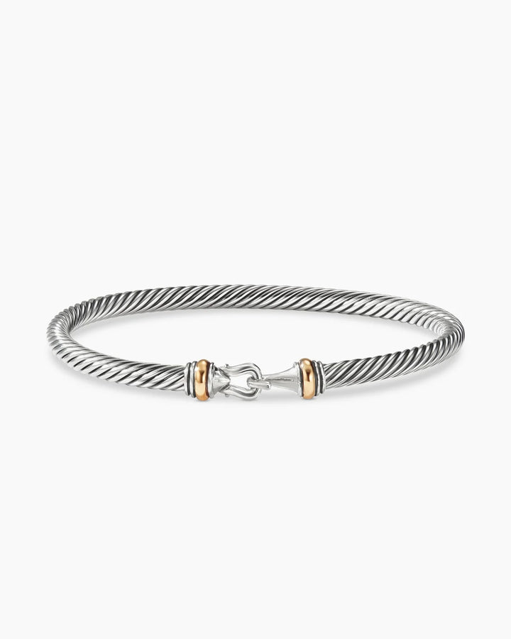 DAVID YURMAN STERLING SILVER 18K GOLD BUCKLE CLASSIC CABLE BRACELET-HS