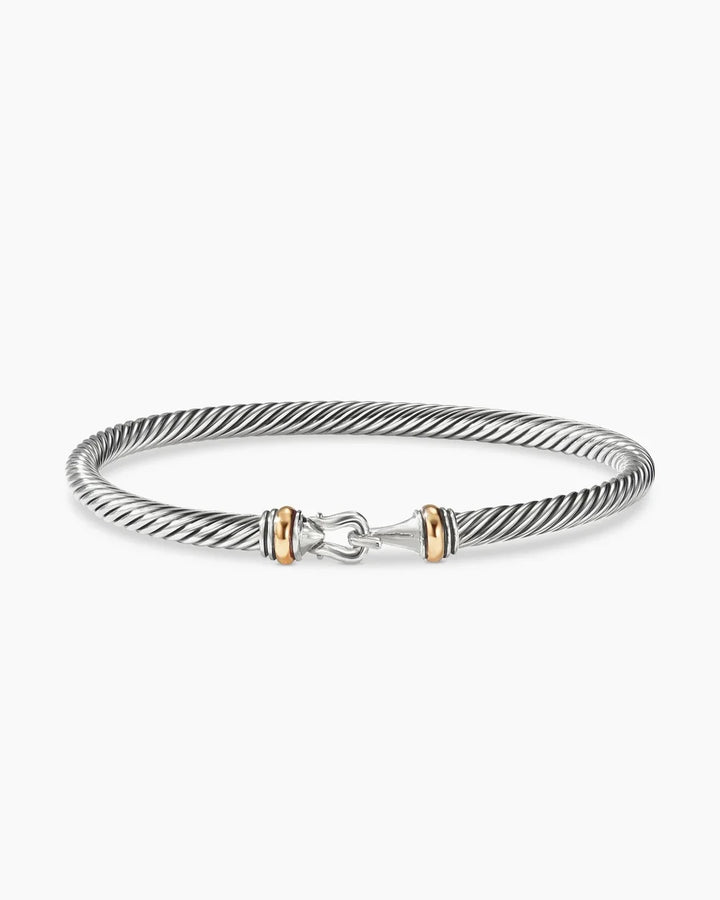 DAVID YURMAN STERLING SILVER 18K GOLD BUCKLE CLASSIC CABLE BRACELET