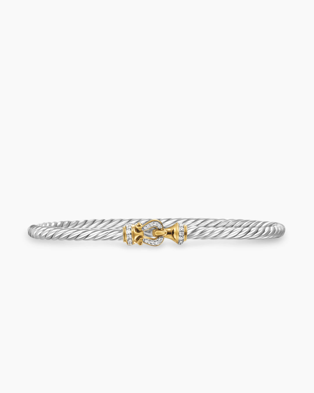 DY BUCKLE CLASSIC CABLE SILVER &amp; 18K GOLD AND DIAMONDS 3MM BRACELET