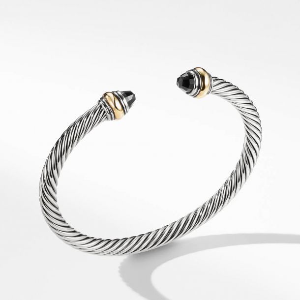 DAVID YURMAN CABLE COLLECTION® STERLING SILVER 14K GOLD &amp; BLACK ONYX BRACELET-HS