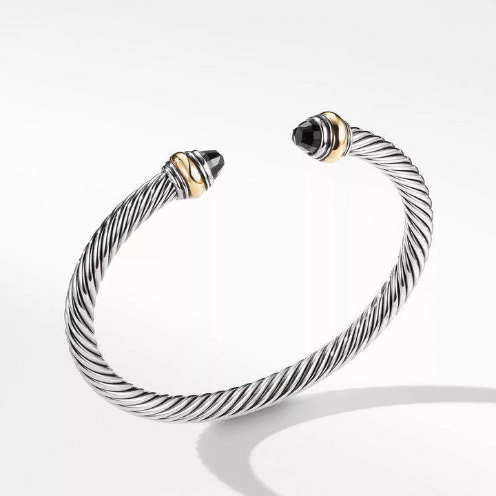DAVID YURMAN CABLE COLLECTION® STERLING SILVER 14K GOLD &amp; BLACK ONYX BRACELET-HS