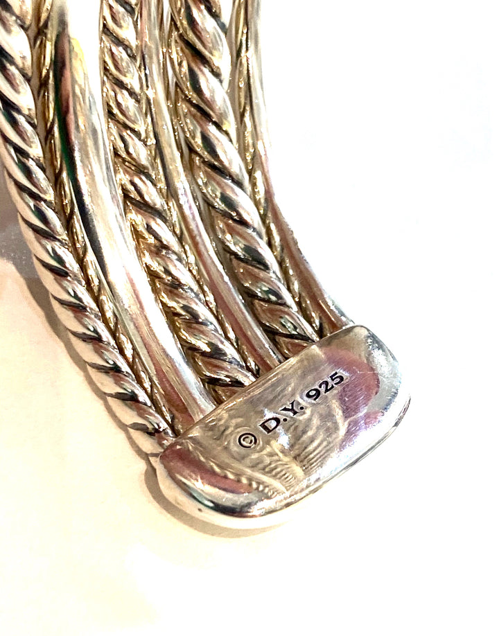 DAVID YURMAN STERLING SILVER DIAMOND SIX STRAND CUFF BRACELET