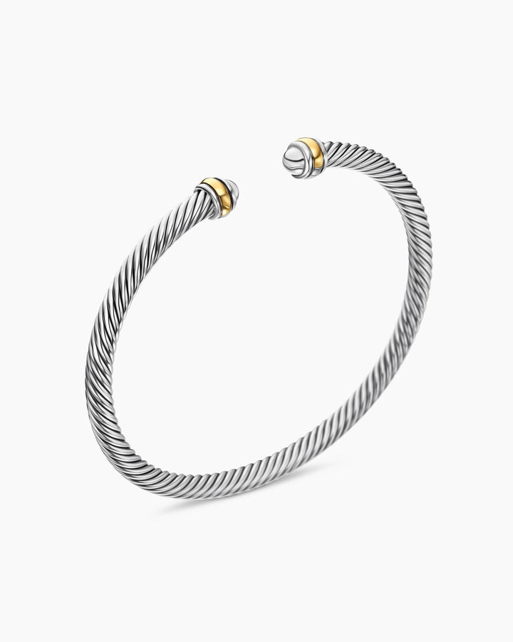 DAVID YURMAN CABLE CLASSIC STERLING SILVER 18K GOLD 4MM BRACELET