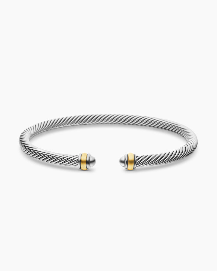 DAVID YURMAN CABLE CLASSIC STERLING SILVER 18K GOLD 4MM BRACELET