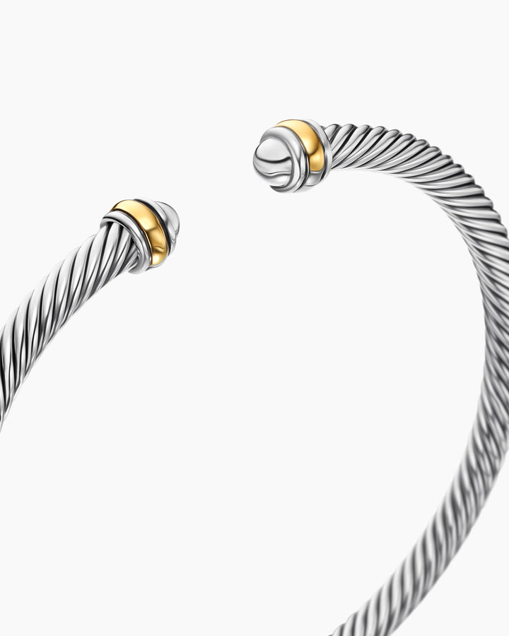 DAVID YURMAN CABLE CLASSIC STERLING SILVER 18K GOLD 4MM BRACELET