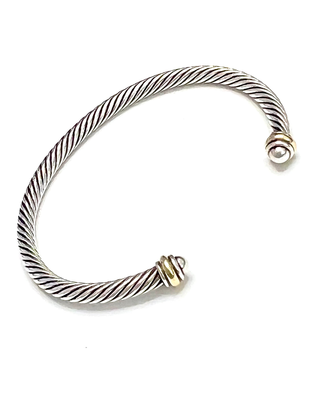 DAVID YURMAN CABLE CLASSIC STERLING SILVER 18K GOLD 4MM BRACELET