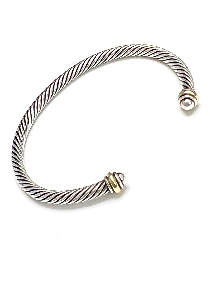DAVID YURMAN CABLE CLASSIC STERLING SILVER 18K GOLD 4MM BRACELET