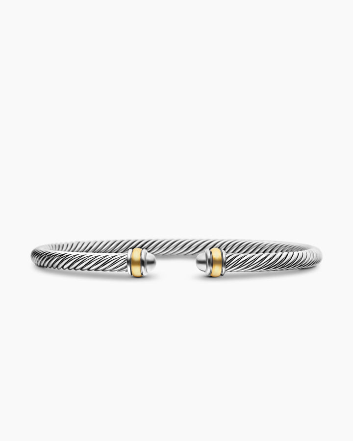 DAVID YURMAN CABLE CLASSIC STERLING SILVER 18K GOLD 4MM BRACELET