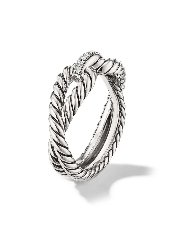 DAVID YURMAN CABLE LOOP RING WITH PAVE DIAMONDS