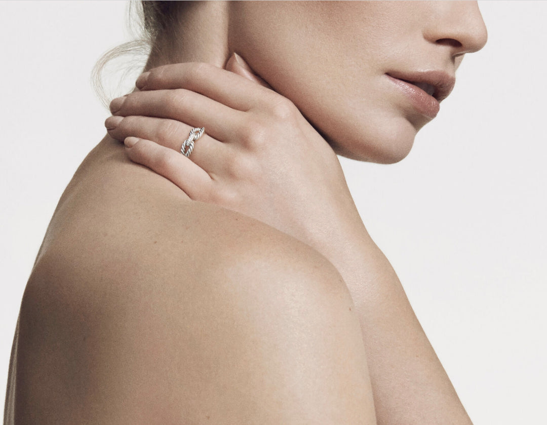 DAVID YURMAN CABLE LOOP RING WITH PAVE DIAMONDS