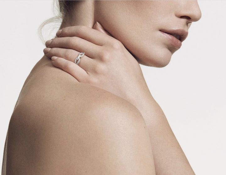 DAVID YURMAN CABLE LOOP RING WITH PAVE DIAMONDS