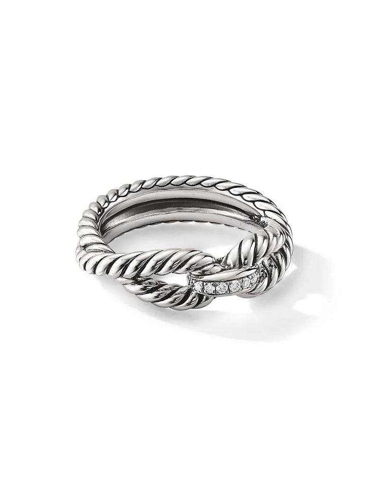 DAVID YURMAN CABLE LOOP RING WITH PAVE DIAMONDS