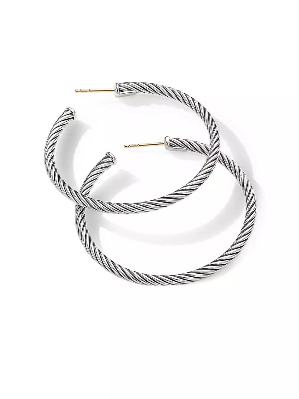 DAVID YURMAN STERLING SILVER CABLE HOOP EARRINGS