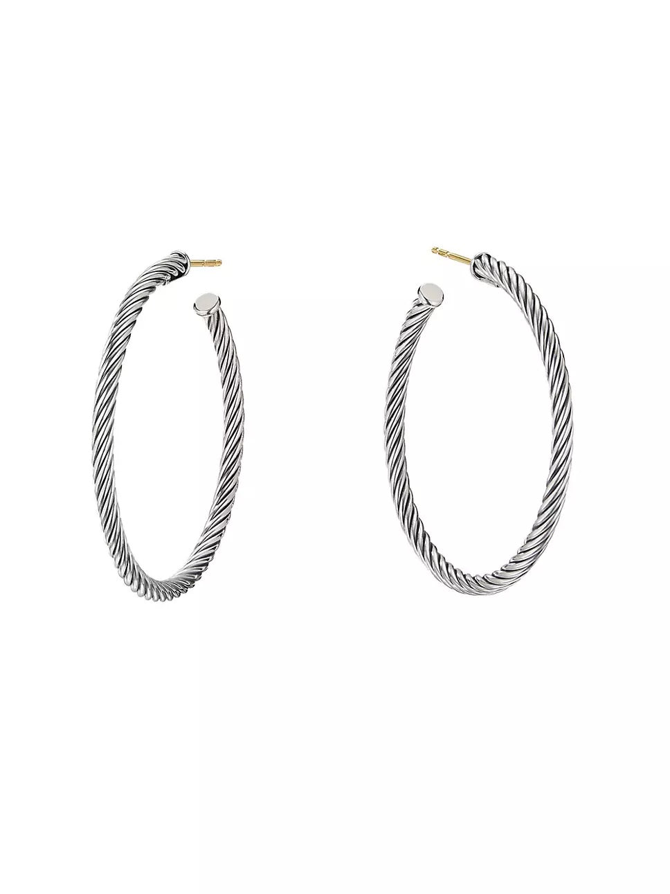 DAVID YURMAN STERLING SILVER CABLE HOOP EARRINGS