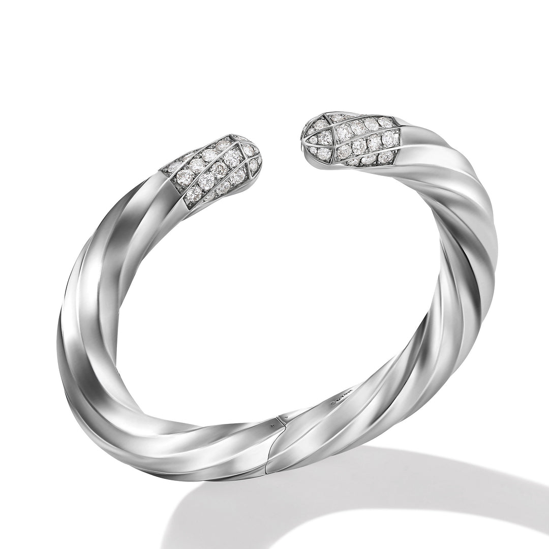 DAVID YURMAN CABLE EDGE STERLING SILVER BRACELET WITH PAVE DIAMONDS