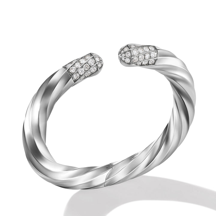 DAVID YURMAN CABLE EDGE STERLING SILVER BRACELET WITH PAVE DIAMONDS