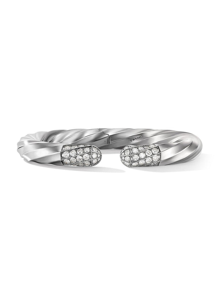 DAVID YURMAN CABLE EDGE STERLING SILVER BRACELET WITH PAVE DIAMONDS