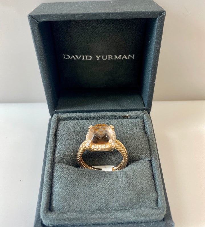 DAVID YURMAN CHATELAINE® PAVÉ BEZEL 18K ROSE GOLD MORGANITE AND DIAMONDS RING
