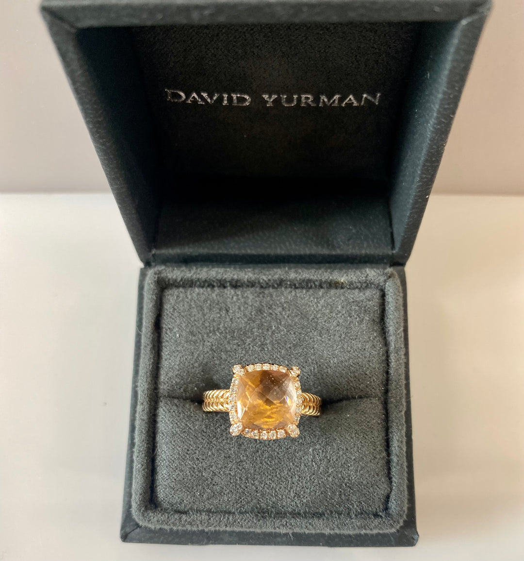 DAVID YURMAN CHATELAINE® PAVÉ BEZEL 18K ROSE GOLD MORGANITE AND DIAMONDS RING