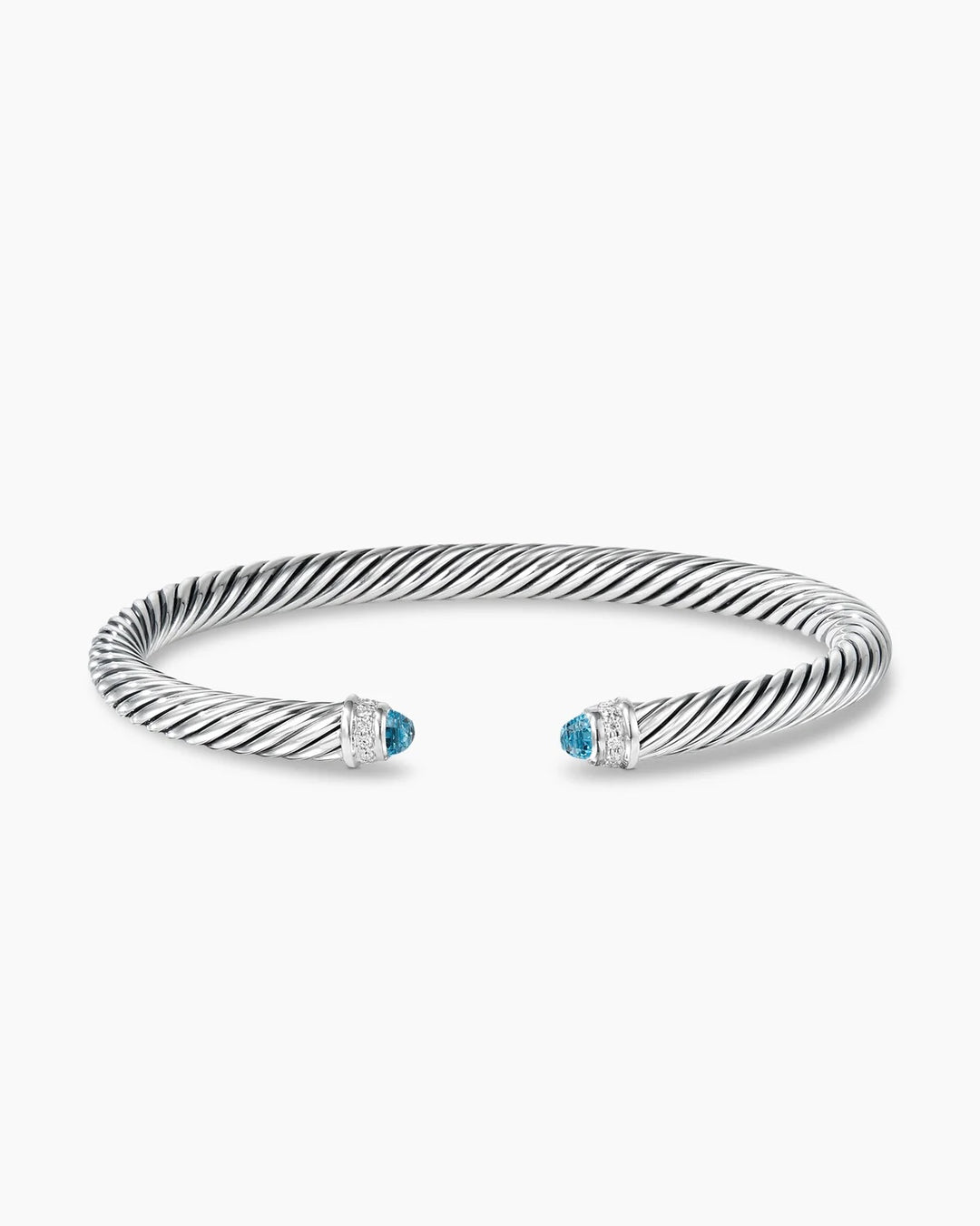 DAVID YURMAN CLASSIC CABLE SILVER BLUE TOPAZ AND DIAMONDS BRACELET