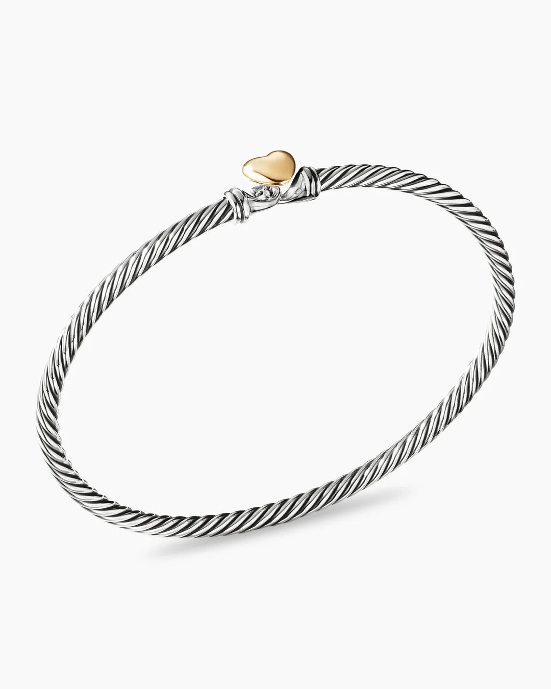 DAVID YURMAN STERLING SILVER 18K GOLD CLASSIC CABLE HEART STATION BRACELET